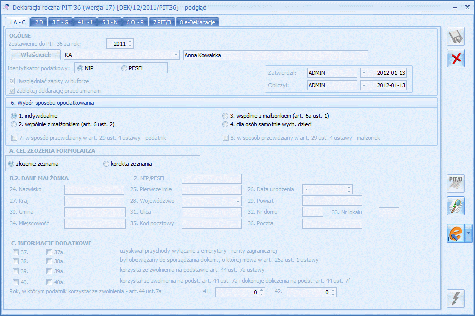 Comarch ERP Optima Księga Podatkowa - wysyłanie e-deklaracji