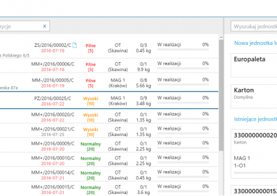 Comarch WMS Zarządzanie Jednostki logistyczne