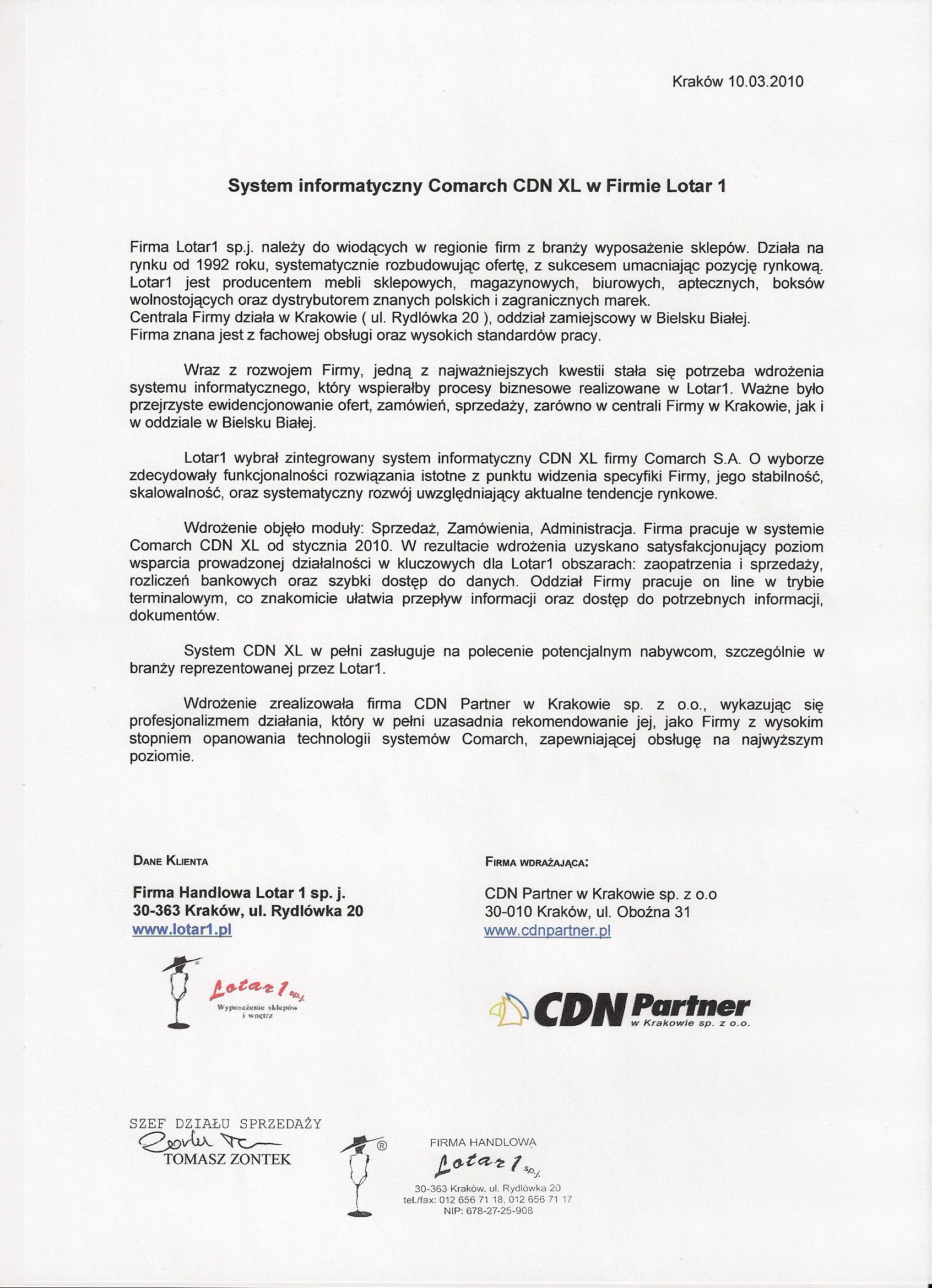 Referencje Lotar1 dla CDN-Partner