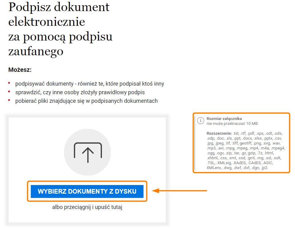 Wybierz dokumenty z dysku