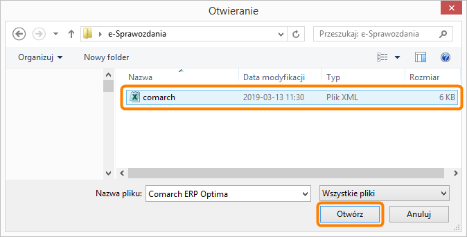 Wybierz plik XML