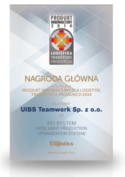 Główna nagroda w konkursie Produkt Innowacyjny dla Logistyki, Transportu, Produkcji 2014.