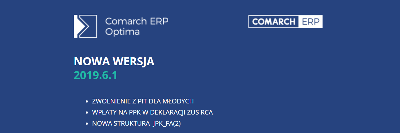 Nowa wersja Comarch ERP Optima 2019.6.1 już dostępna!