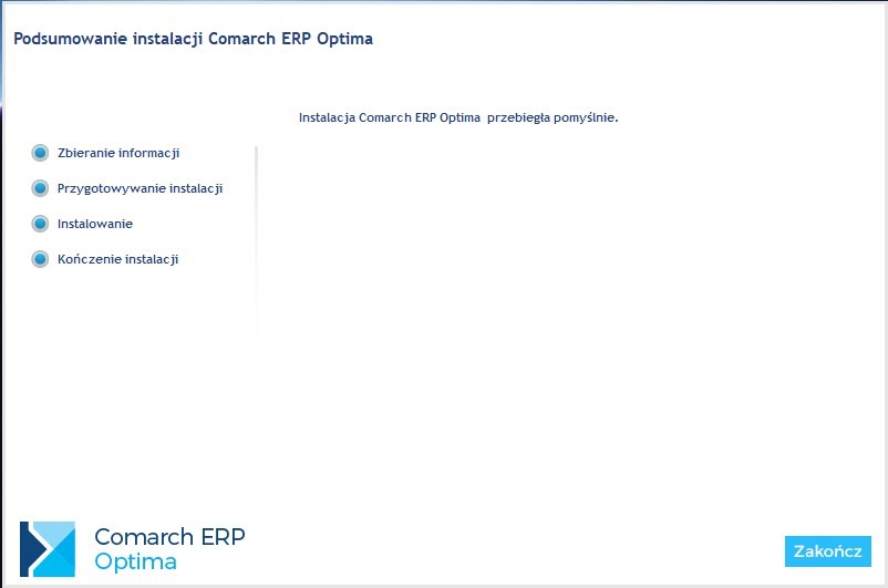 Zakończenie instalacji Comarch ERP Optima