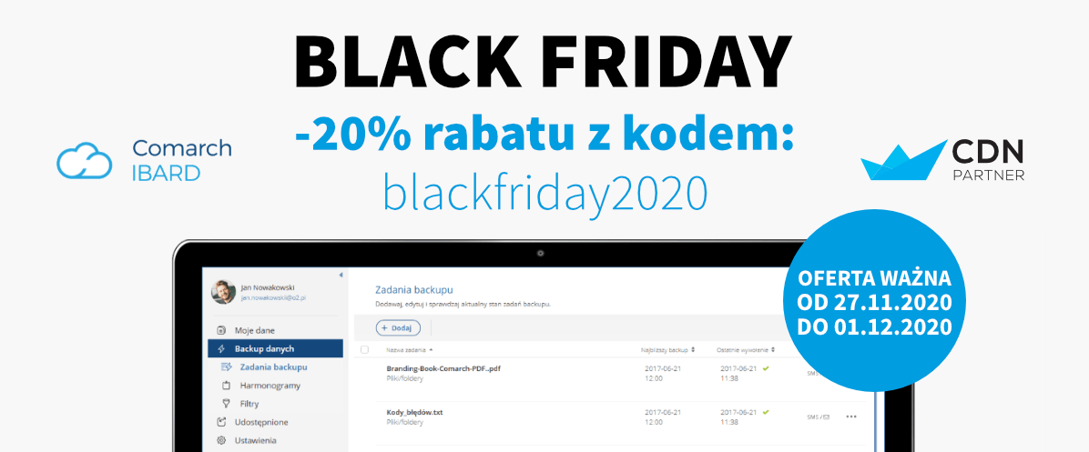 Black Friday - bezpieczne dane w chmurze z Comarch IBARD od 27 listopada do 1 grudnia