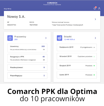 Program Comarch PPK dla Optima - do 10 pracowników