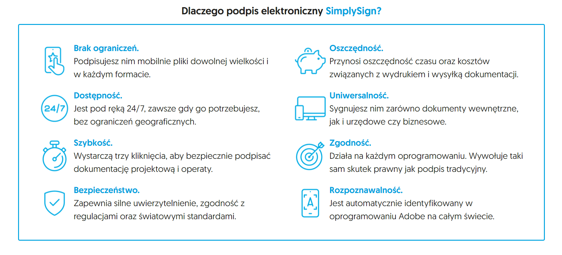 Zalety rozwiązania Simply Sign