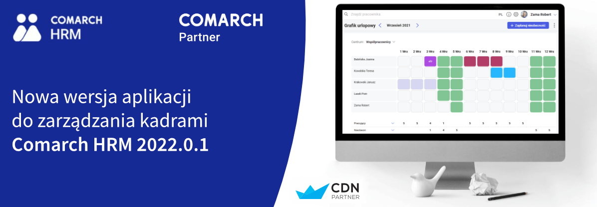 Nowa wersja aplikacji do zarządzania kadrami Comarch HRM 2022.0.1