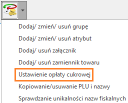 Seryjne ustawienie opłaty cukrowej w Comarch ERP Optima Handel Plus